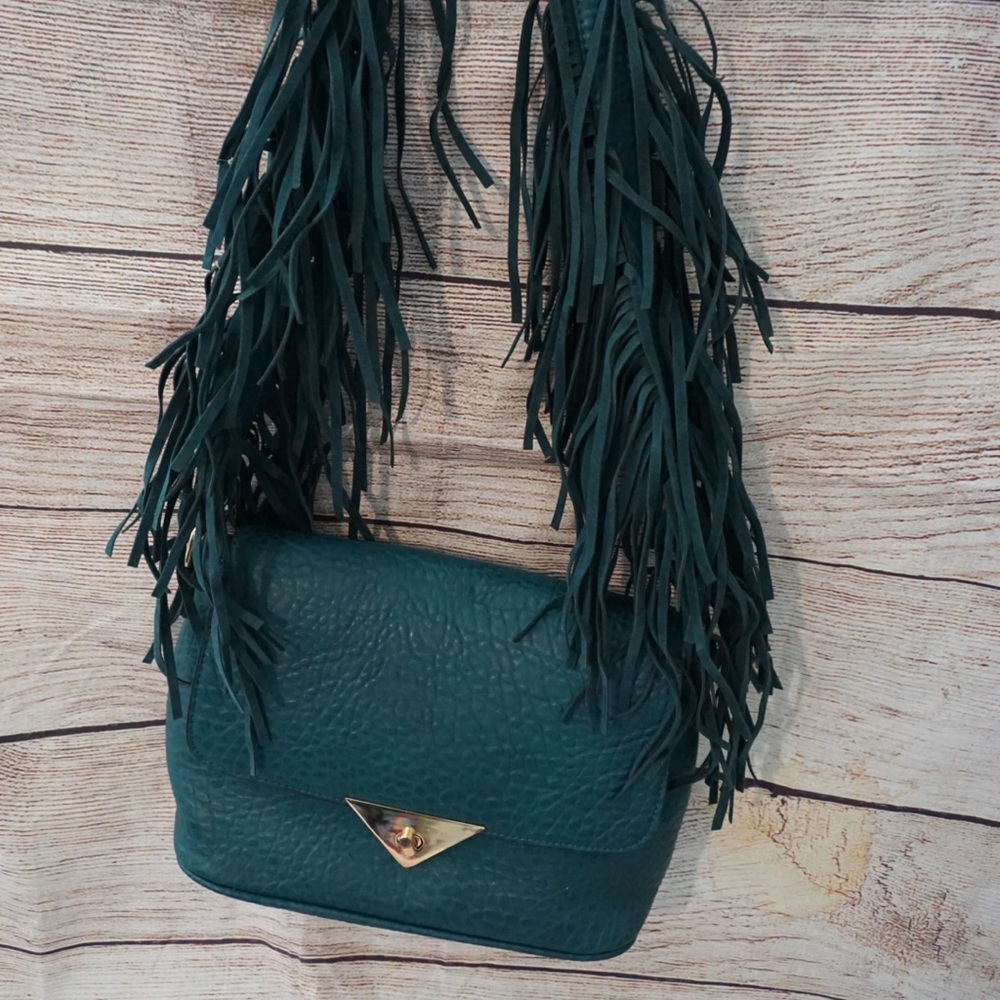 Turquoise boho fringe purse